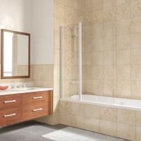 Шторка на ванну Vegas Glass E2V LUX ST 125 01 crystalvision L профиль белый, стекло crystalvision