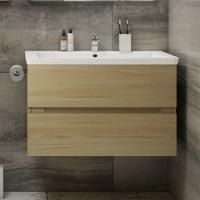 Тумба с раковиной Art&Max Techno 90 подвесная, дуб мадейра янтарь