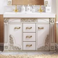 Тумба под раковину Misty Барокко 120 3 ящика белая, патина