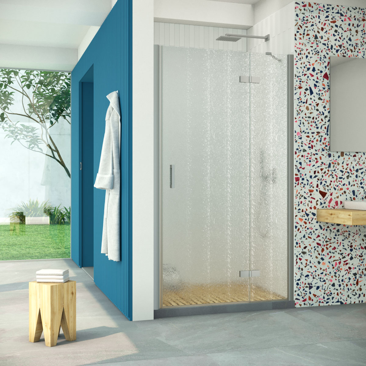 Душевая дверь в нишу Vegas Glass  AFP Retta 120 07 02 R, профиль матовый хром, стекло шиншилла