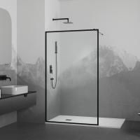 Душевая перегородка RGW Walk In WA-012B 100х200 профиль черный, стекло прозрачное