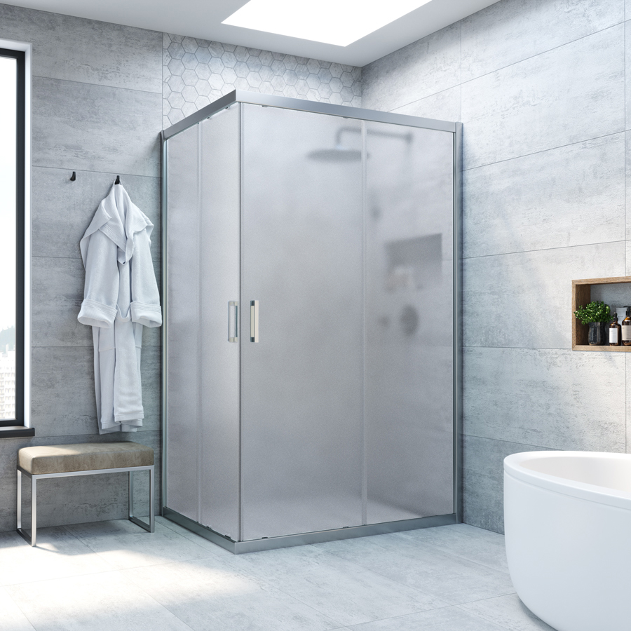 Душевой уголок Vegas Glass ZA-F NOVO h2000 95*85 07 10, профиль матовый хром, стекло сатин