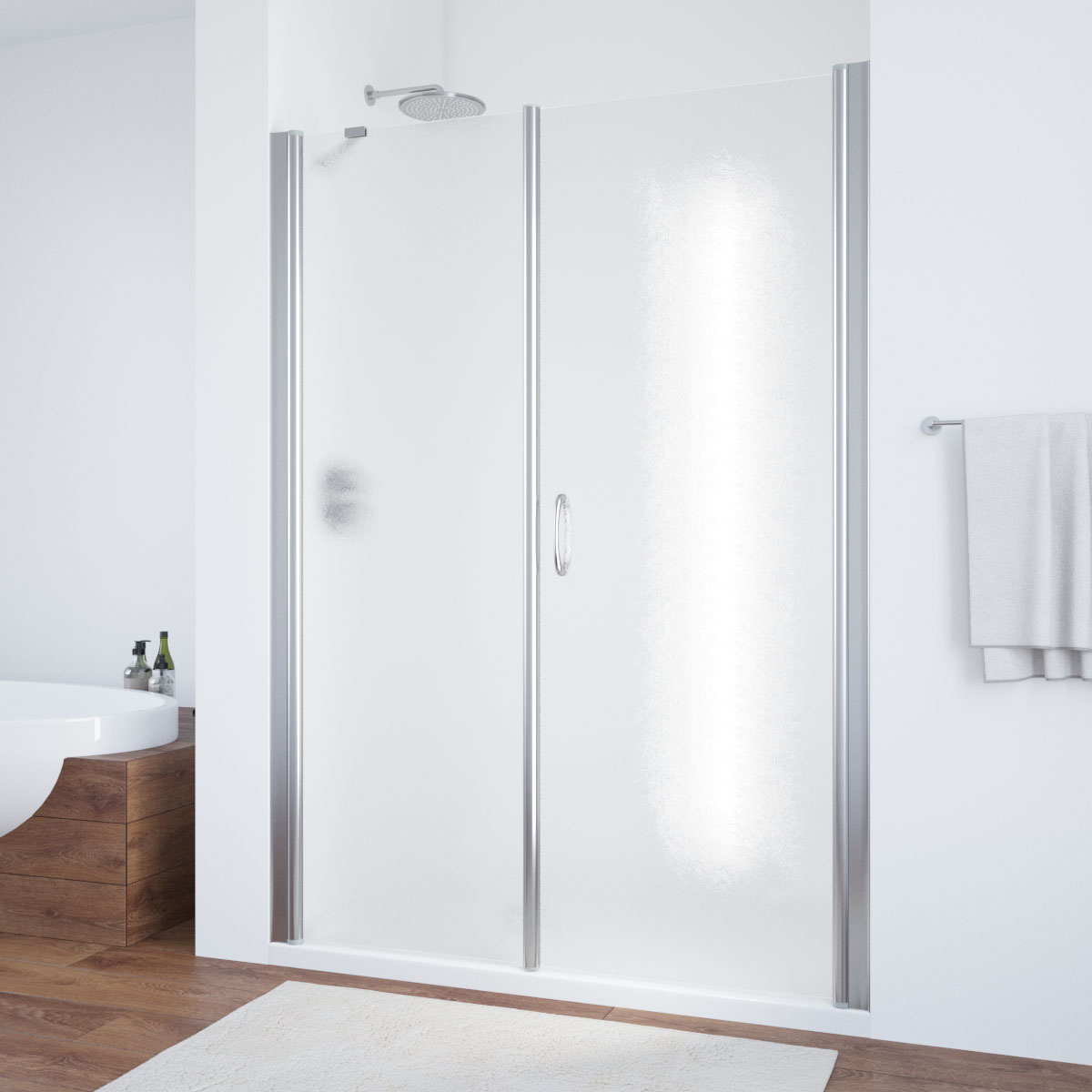 Душевая дверь в нишу Vegas Glass  EP-F-2 105 08 02 R, профиль глянцевый хром, стекло шиншилла