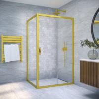 Душевой уголок Vegas Glass ZP+ZPV NOVO 115*90 03 01 профиль золото матовое, стекло прозрачное
