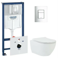 Инсталляция Grohe Rapid SL 38772001 с кнопкой + унитаз подвесной beWash Bogen 88303201
