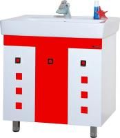 Тумба под раковину Bellezza Натали 80 белая с красным