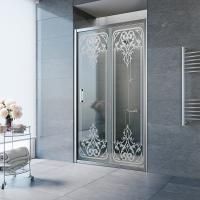 Душевая дверь в нишу Vegas Glass ZP TUR NOVO h1900160 08 ARTDECO D2 профиль глянцевый хром, стекло прозрачное рисунок матовый