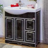 Тумба с раковиной Sanflor Адель 82 венге, патина серебро, R