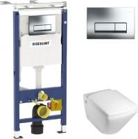 Инсталляция Geberit Duofix Платтенбау 458.125.21.1 4 в 1 + кнопка смыва + унитаз подвесной Jacob Delafon Escale E1306