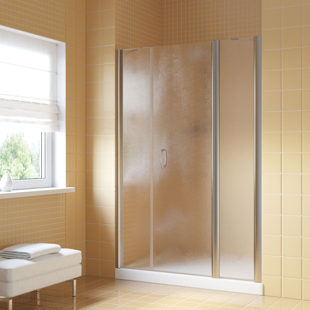 Душевая дверь в нишу Vegas Glass  EP-2F LUX 145 08 02 R, профиль глянцевый хром, стекло шиншилла