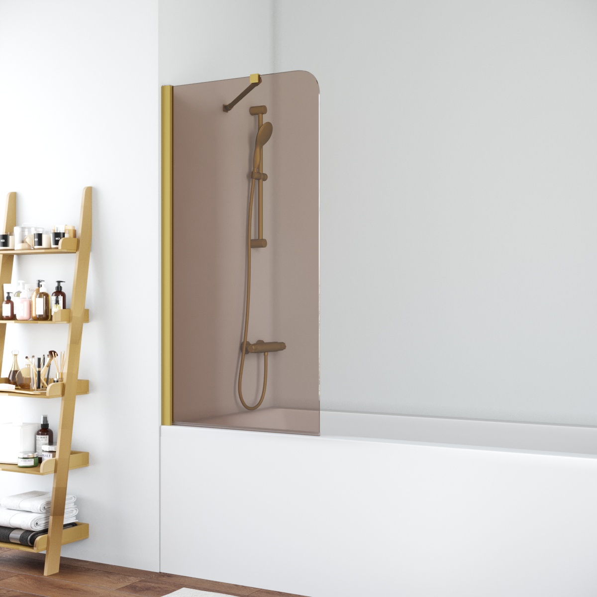 Шторка на ванну Vegas Glass  EV ST NOVO 76 03 05, профиль золото матовое, стекло бронза