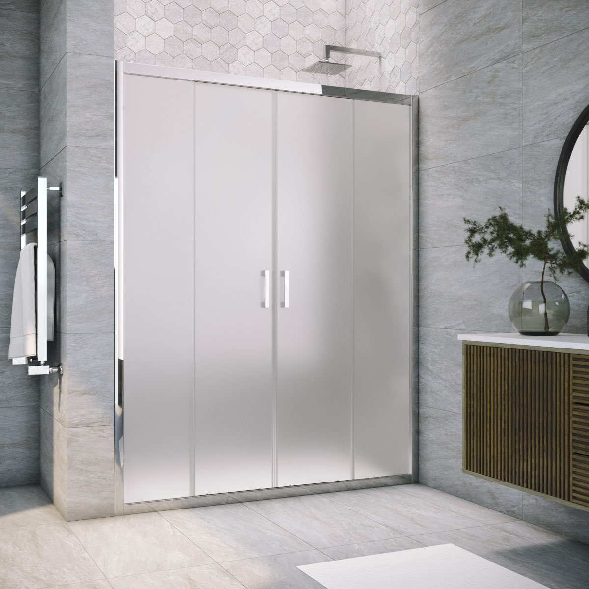 Душевая дверь в нишу Vegas Glass Z2P TUR NOVO h1900 185 08 10, профиль глянцевый хром, стекло сатин