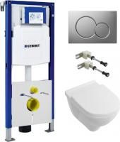 Инсталляция Geberit Duofix UP320 111.300.00.5 с кнопкой Sigma 01 115.770.46.5 + унитаз подвесной Villeroy & Boch O'Novo 5660HR01 alpin + крепления