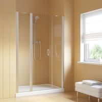 Душевая дверь в нишу Vegas Glass EP-2F LUX 130 07 crystalvision L профиль матовый хром, стекло crystalvision