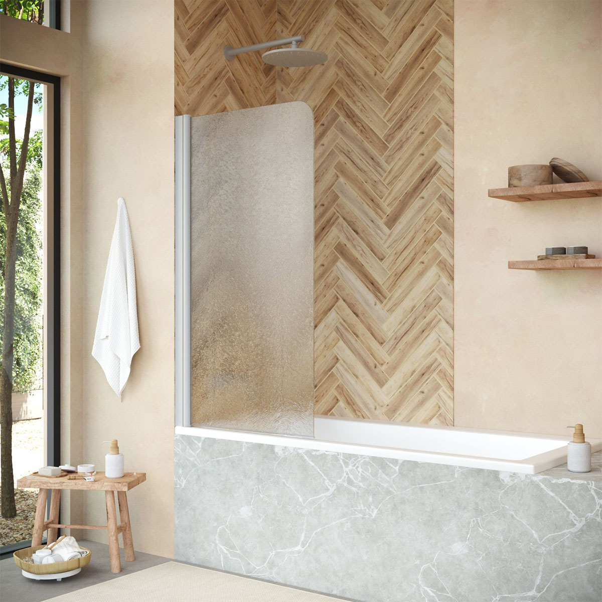 Шторка на ванну Vegas Glass  EV NOVO 76 07 02 L, профиль матовый хром, стекло шиншилла