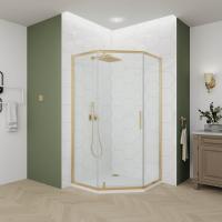 Душевой уголок Veconi Ottimo P10 G 100x100 OP10G-100100-01-C9, профиль золото брашированное, стекло прозрачное