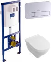 Инсталляция Villeroy & Boch 9224 6100 + кнопка Viconnect 9224 9061 хром + унитаз подвесной Villeroy & Boch O'Novo 5660HR01 alpin