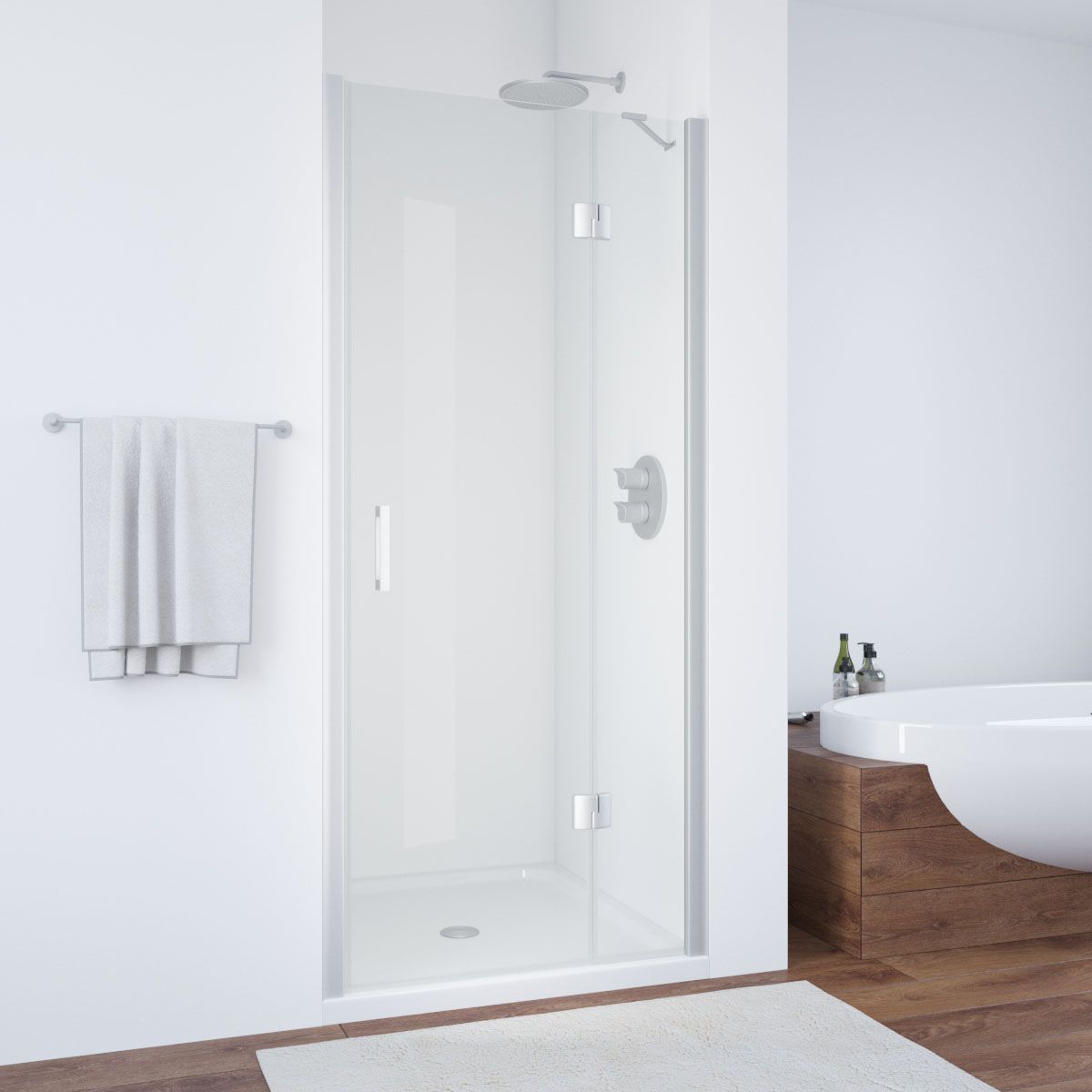 Душевая дверь в нишу Vegas Glass AFP NOVO 100 07 07 R профиль матовый хром, стекло графит