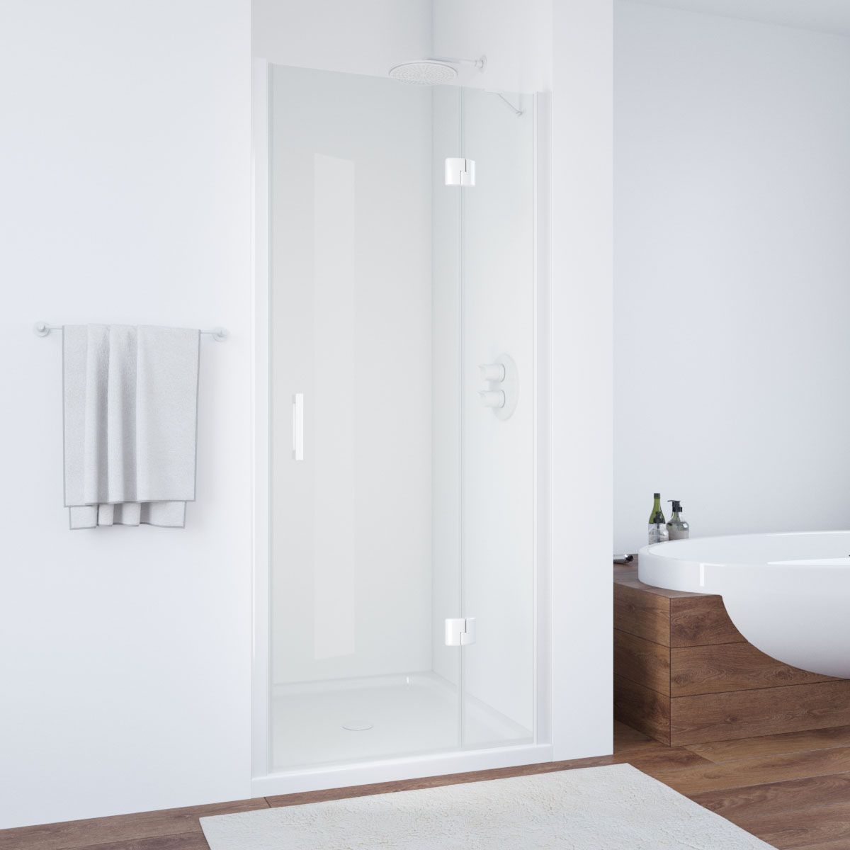 Душевая дверь в нишу Vegas Glass AFP NOVO 100 01 01 R профиль белый, стекло прозрачное