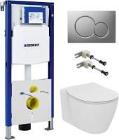 Инсталляция Geberit Duofix UP320 111.300.00.5 с кнопкой Sigma 01 115.770.46.5 + унитаз подвесной Ideal Standard Connect + сиденье Ideal Standard Connect E772401+ крепления