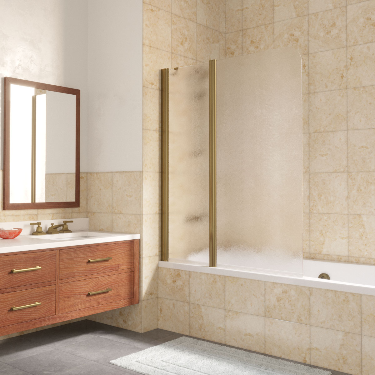 Шторка на ванну Vegas Glass  E2V LUX ST 125 05 02 L, профиль бронза, стекло шиншилла