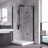 Душевой уголок Vegas Glass GPS-Fis LUX 80*90 02М 01 R профиль черный матовый, стекло прозрачное