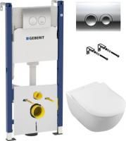 Инсталляция Geberit Duofix Delta 458.124.21.1 3 в 1 + кнопка смыва + унитаз подвесной Villeroy & Boch Subway 2.0 5614R201 alpin + шумоизоляция