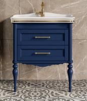 Тумба с раковиной ValenHouse Эстетика 80 синяя, фурнитура декор золото
