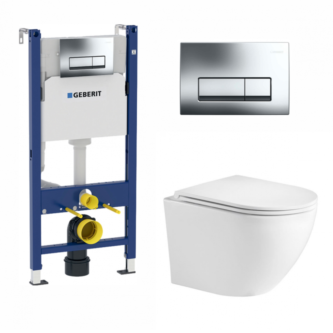 Инсталляция Geberit Duofix Delta UP100 111.153.00.1 с кнопкой + унитаз подвесной BelBagno Uno BB3105CHR/SC