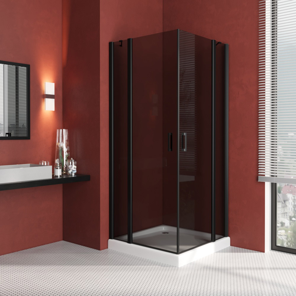 Душевой уголок Vegas Glass EFA LUX 120 02М 07, профиль черный матовый, стекло графит