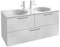 Тумба с раковиной Jacob Delafon Odeon Rive Gauche 120 белая, 3 ящика, ручки черные