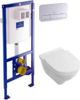 Инсталляция Villeroy & Boch 9224 6100 + кнопка Viconnect 9224 9061 хром + унитаз подвесной O'Novo 5660 H101 alpin