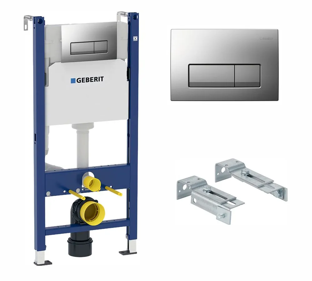Инсталляция для унитаза Geberit Duofix UP100 111.153.00.1 с кнопкой смыва Delta 51 115.105.46.1 матовый хром