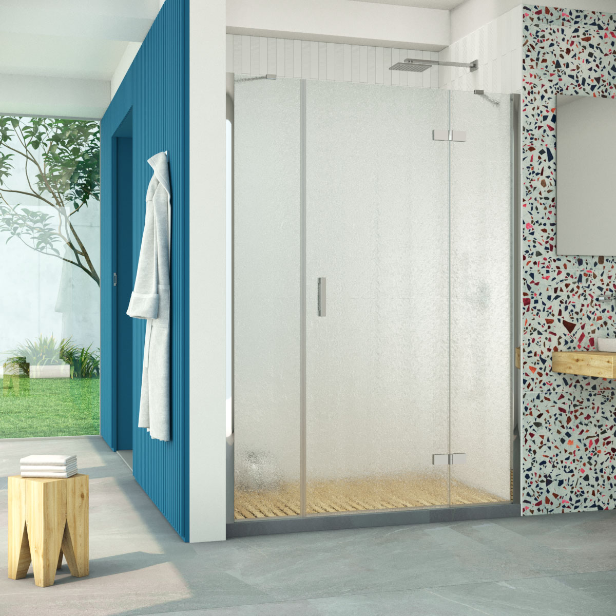 Душевая дверь в нишу Vegas Glass  AFP-F Retta 140 08 02 R, профиль глянцевый хром, стекло шиншилла