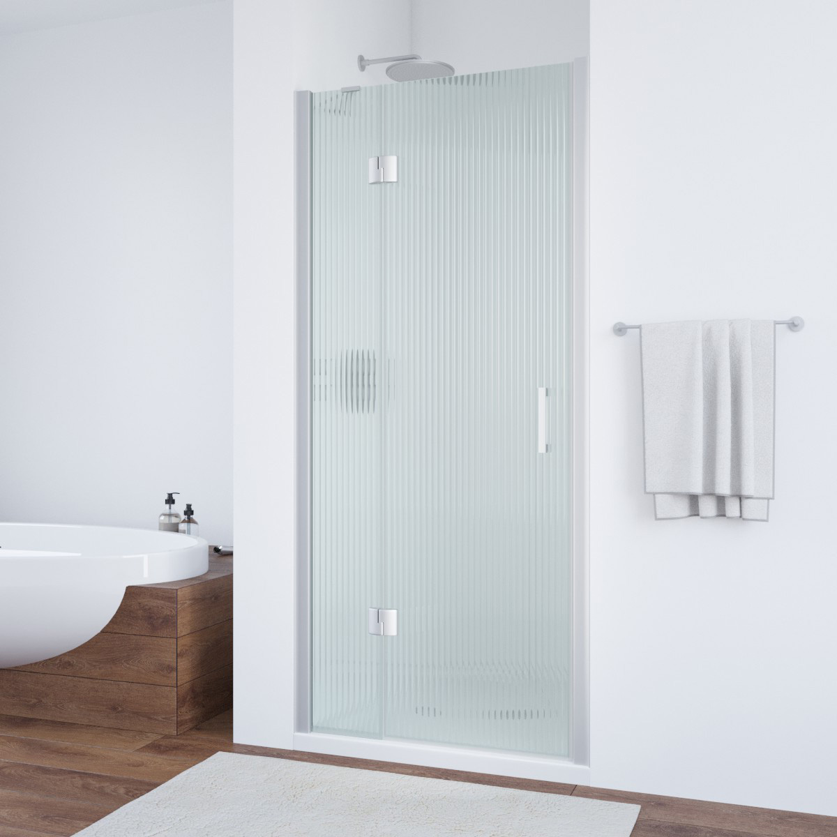 Душевая дверь в нишу Vegas Glass  AFP NOVO 90 07 Moru L, профиль матовый хром, стекло Moru