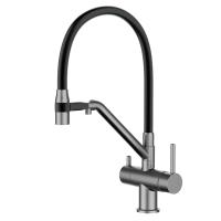 Смеситель для кухни Gappo G4398-89 с подключением к фильтру, оружейная сталь