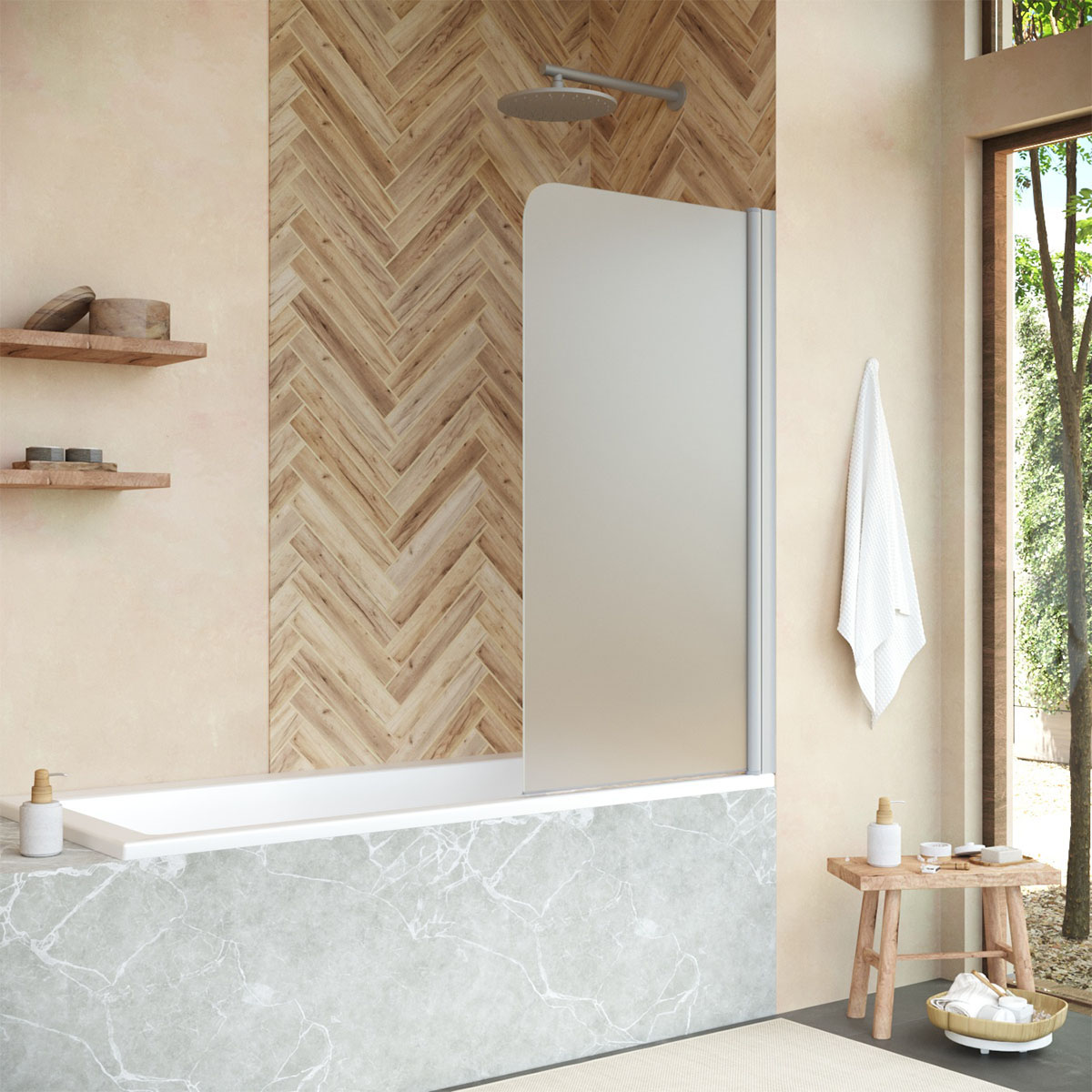 Шторка на ванну Vegas Glass EV NOVO 70 07 10 R, профиль матовый хром, стекло сатин