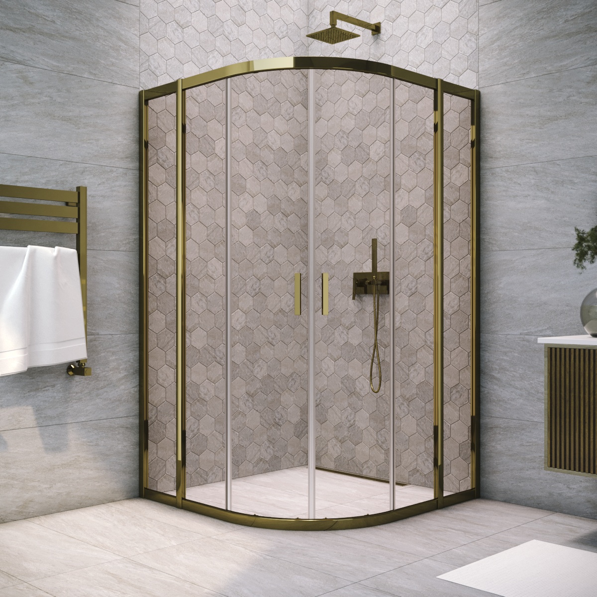 Душевой уголок Vegas Glass ZS TUR NOVO h1900 120 05 05, профиль бронза, стекло бронза