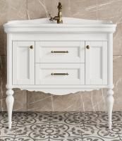 Тумба с раковиной ValenHouse Эстетика 100 белая подвесная, ручки бронза