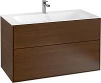 Тумба с раковиной Villeroy & Boch Finion 100 walnut veneer, с настенным освещением