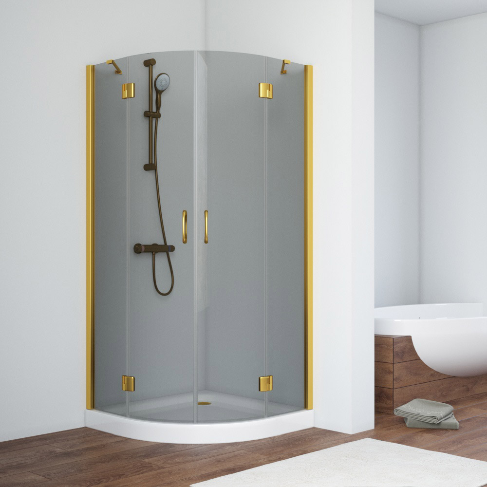 Душевой уголок Vegas Glass AFS TUR NOVO h1890 80 09 07 L, профиль золото глянцевое, стекло графит