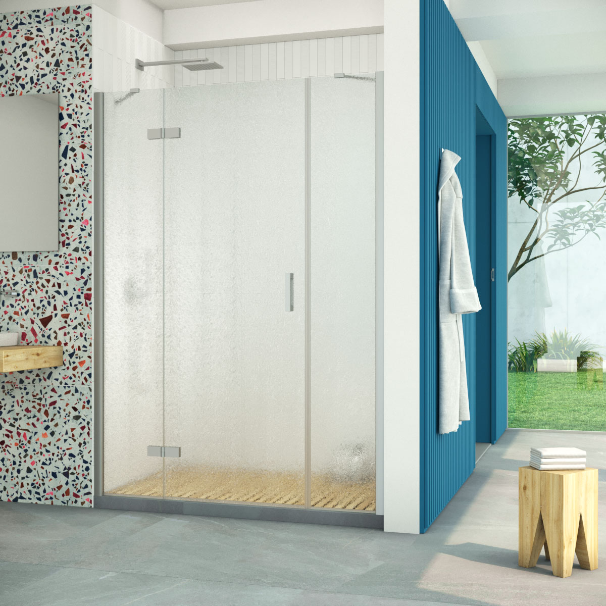 Душевая дверь в нишу Vegas Glass  AFP-F Retta 130 07 02 L, профиль матовый хром, стекло шиншилла