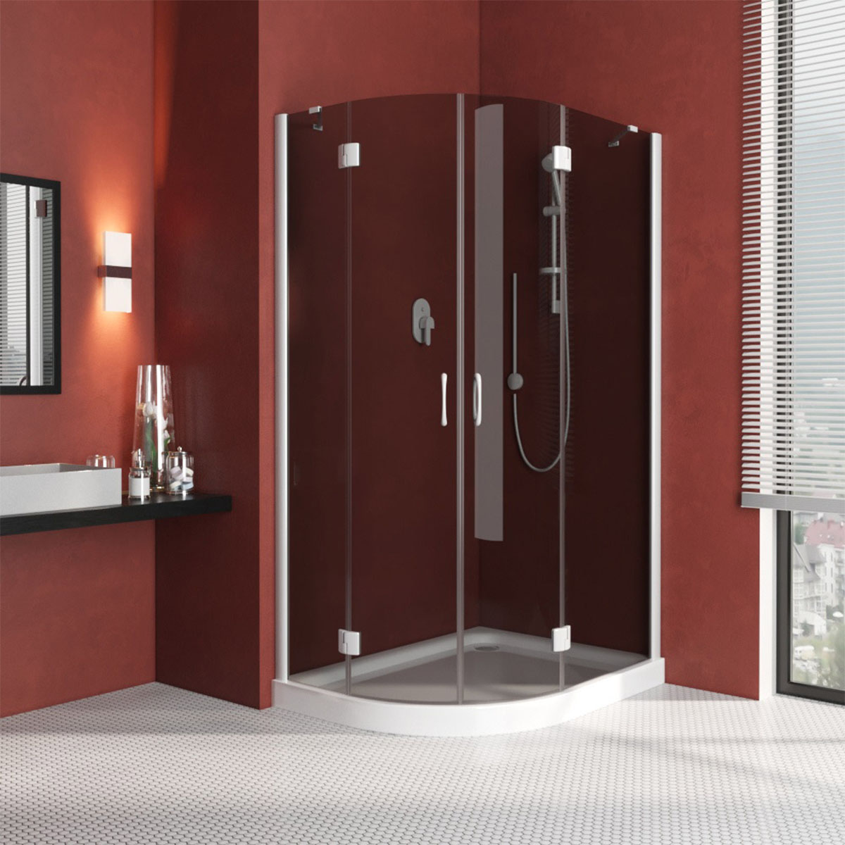 Душевой уголок Vegas Glass AFS-F LUX 120*80 01 07 R, профиль белый, стекло графит