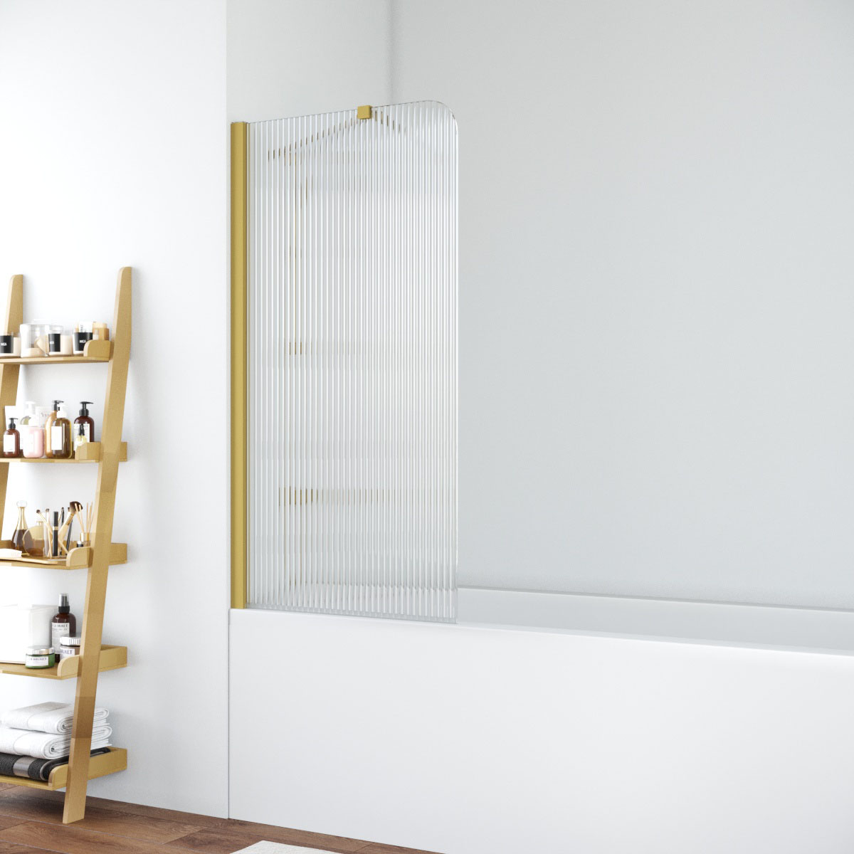 Шторка на ванну Vegas Glass  EV ST NOVO 76 03 Moru L, профиль золото матовое, стекло Moru