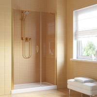 Душевая дверь в нишу Vegas Glass EP-F-2 LUX 145 09 05 L профиль золото глянцевое, стекло бронза