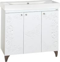 Тумба под раковину Misty Вирджиния Бабочка 90 белая фактурная