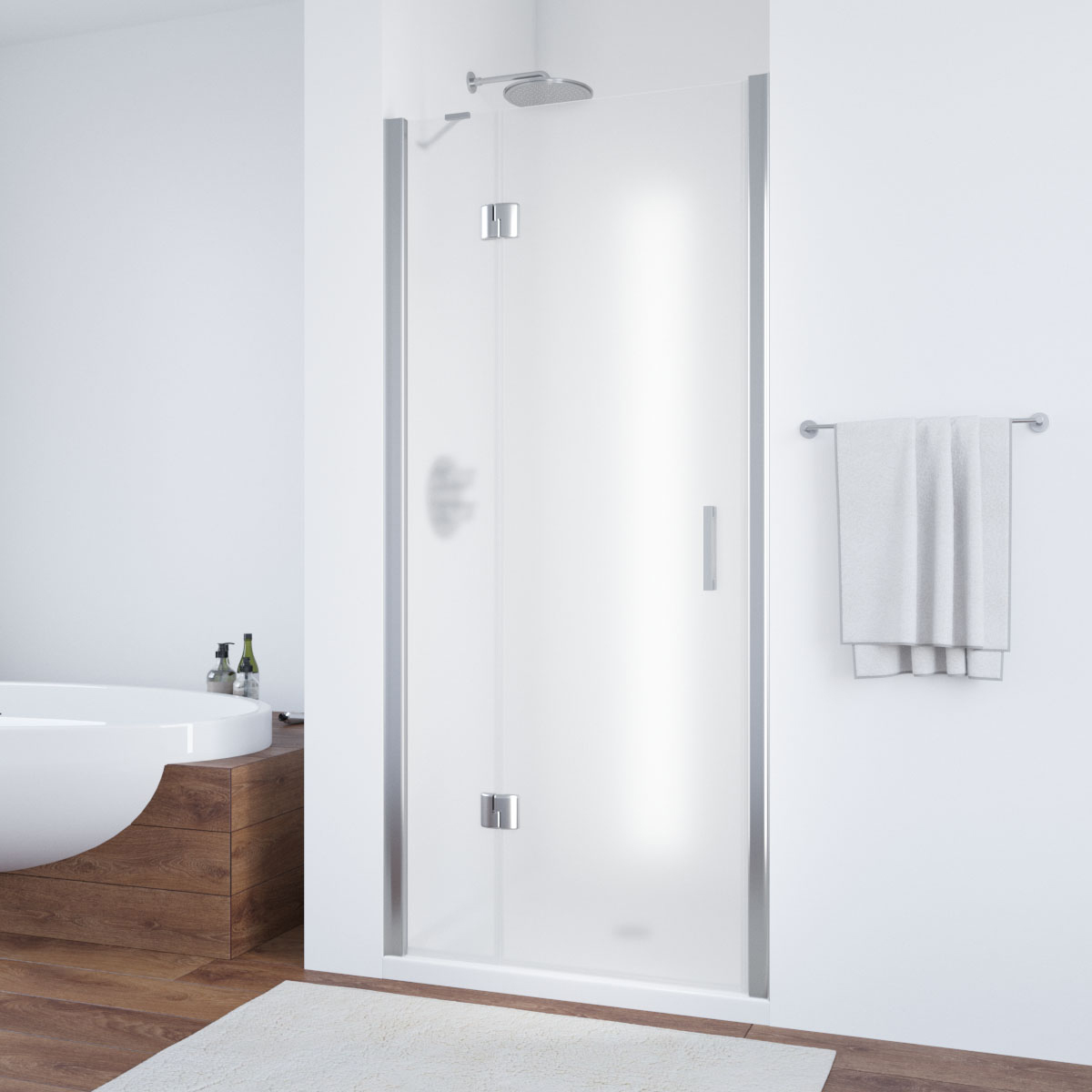 Душевая дверь в нишу Vegas Glass  AFP TUR NOVO h1890 90 08 10 L, профиль глянцевый хром, стекло сатин