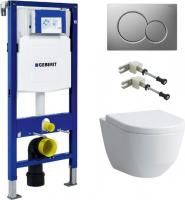 Инсталляция Geberit Duofix UP320 111.300.00.5 с кнопкой Sigma 01 115.770.46.5 + унитаз подвесной Laufen Pro Rimless 8.2096.6.000.000.1 + крепления