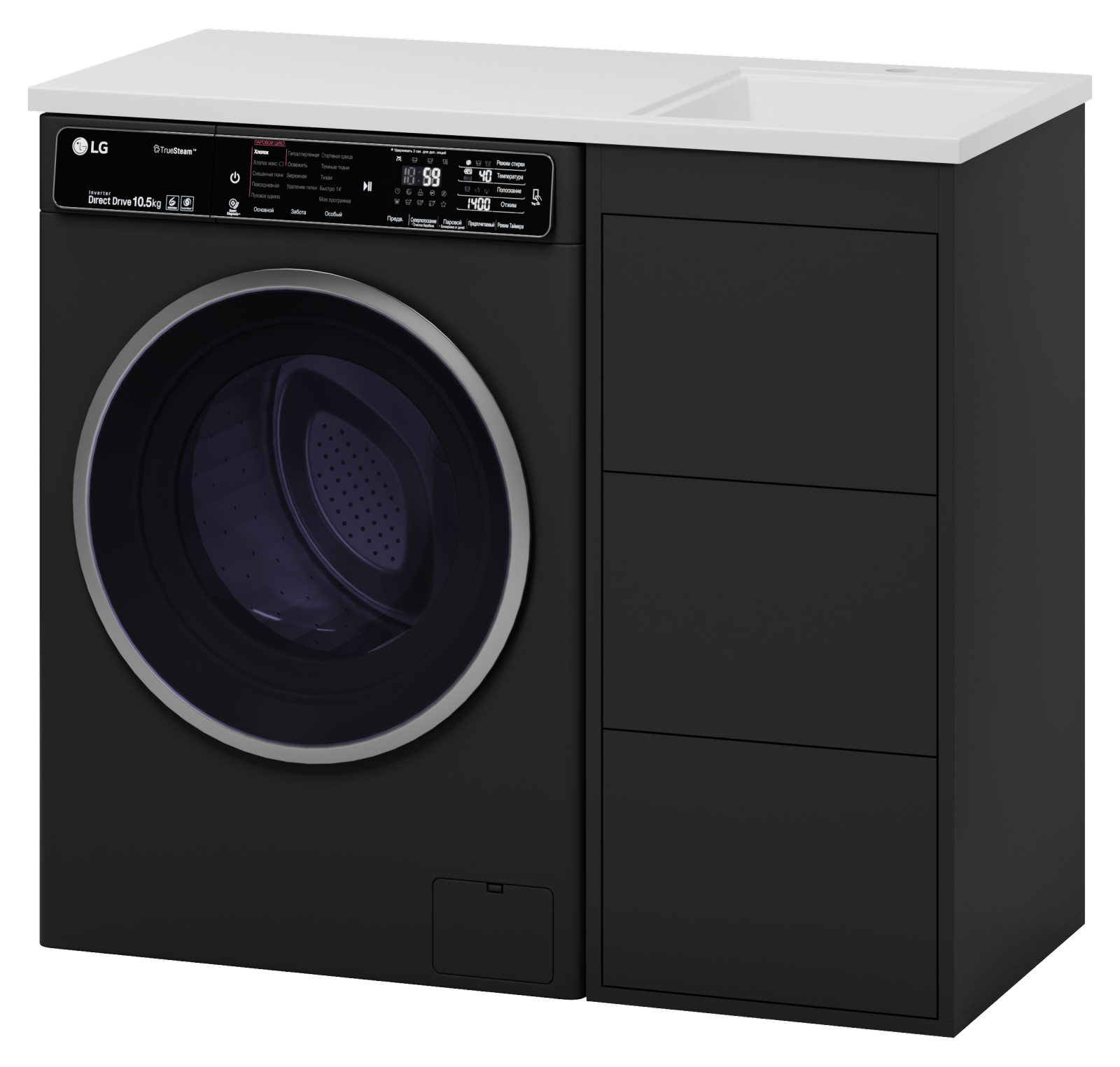 Тумба с раковиной Brevita Grafit 40 под стиральную машину, графит