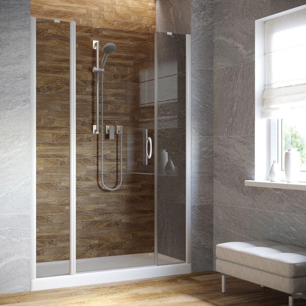 Душевая дверь в нишу Vegas Glass EP-2F LUX 150 01 07 L, профиль белый, стекло графит